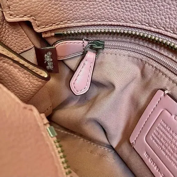 Coach Fulton Colorblock Dusty Rose Leather Suede Satchel Handbag #25006 - Picture 7 of 12